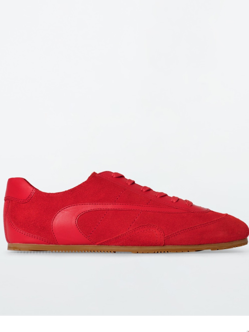 COS Minimal Suede Crimson Low Top Sneaker